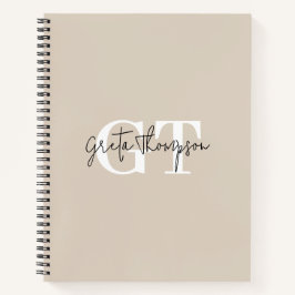 Carnet Noir et blanc Nom de la signature Monogramme Beige