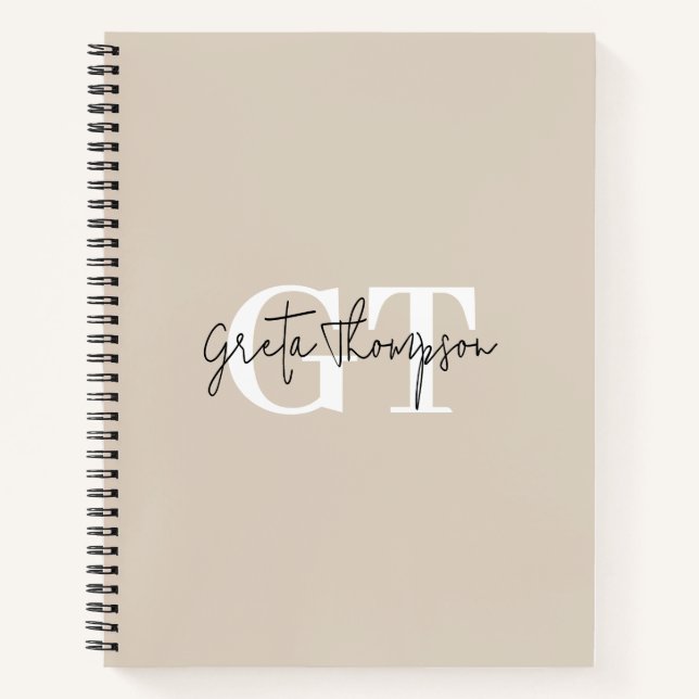 Carnet Noir et blanc Nom de la signature Monogramme Beige (Devant)