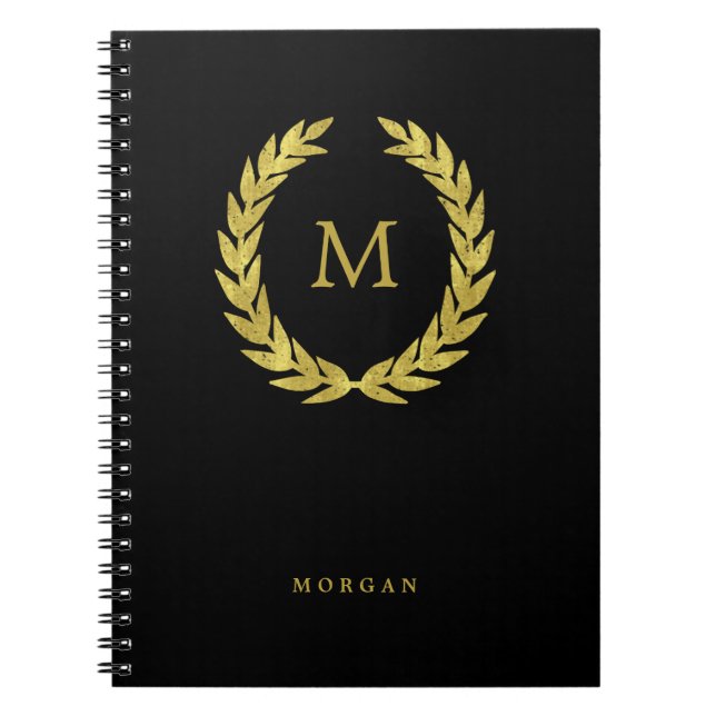 Carnet Noir et guirlande de laurier d'or de Faux avec (Devant)