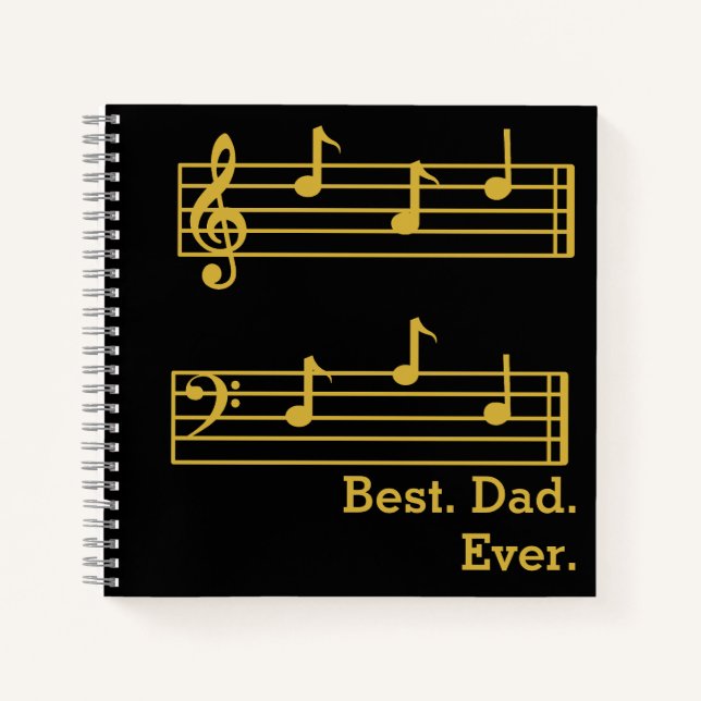 CARNET NOIR GOLD NOTES MEILLEUR PAPA JAMAIS TREBLE BASES (Devant)