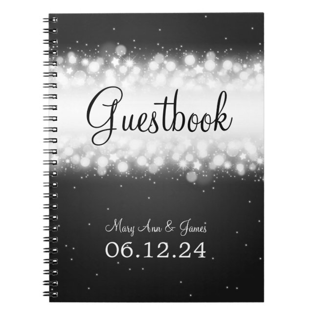 Carnet Noir magique d'étincelle de Guestbook de mariage (Devant)