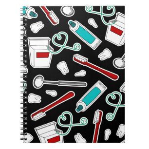 Carnet Noir mignon d'impression de dentiste/hygiéniste