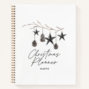 Carnet Noir moderne simple élégant script Noël