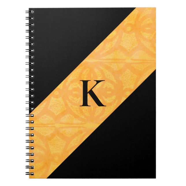 Carnet noir orange Batik Monogrammé (Devant)