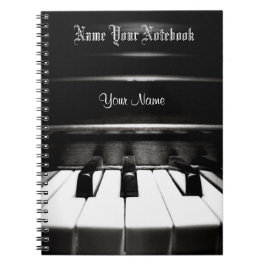 Carnet noir personnalisé de musique de piano