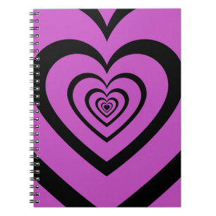 Carnet Noir violet Hypnotique Motif d'amour du coeur