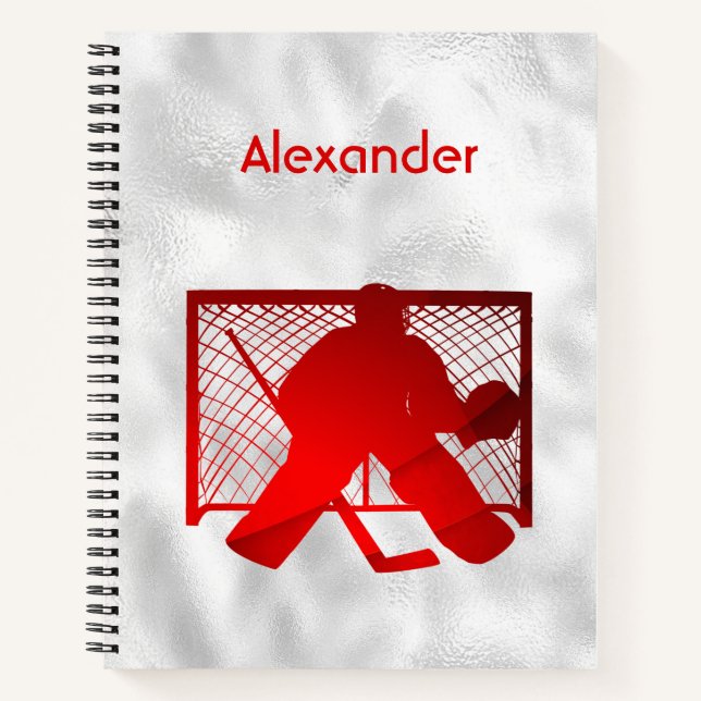 Carnet Noix de hockey sur glace gardien rouge (Devant)