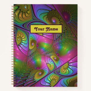 Carnet Nom Abstrait Fractal Lumineux et coloré
