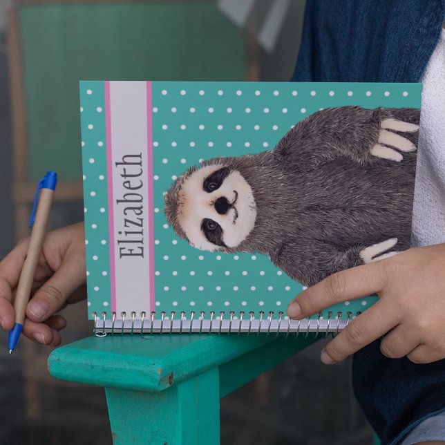 Carnet Nom animal mignon personnalisé (Cute sloth personalized notebook.)