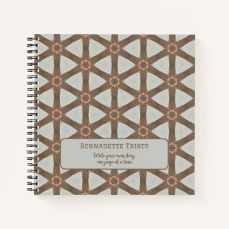 Carnet Nom Aquarelle Géométrique Pinwheel Motif Brown