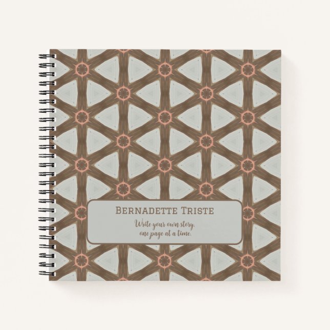 Carnet Nom Aquarelle Géométrique Pinwheel Motif Brown (Devant)