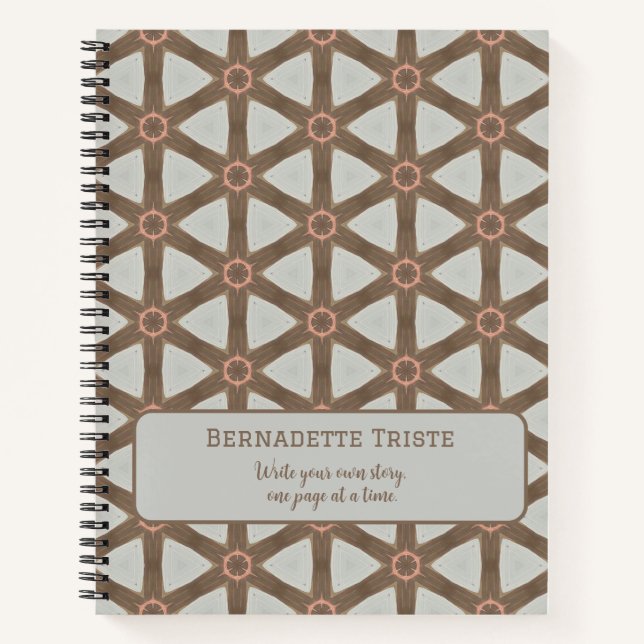 Carnet Nom Aquarelle Géométrique Pinwheel Motif Brown (Devant)