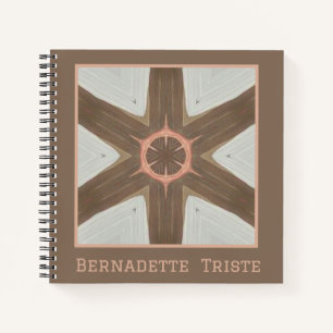 Carnet Nom Aquarelle Géométrique Pinwheel Motif Brown