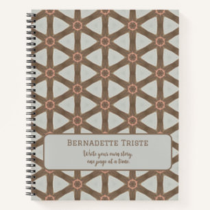 Carnet Nom Aquarelle Géométrique Pinwheel Motif Brown
