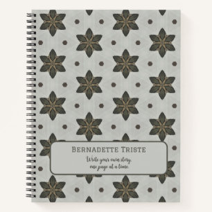 Carnet Nom Aquarelle Géométrique Star Motif Gris Brown
