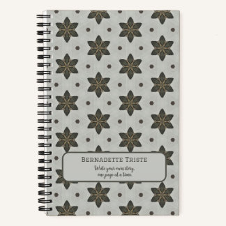 Carnet Nom Aquarelle Géométrique Star Motif Gris Brown
