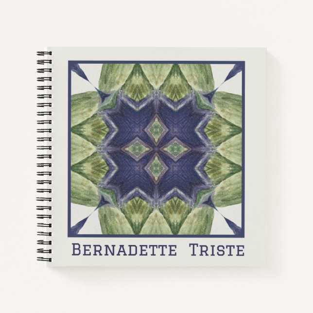 Carnet Nom Aquarelle Motif géométrique Abstrait Bleu (Devant)