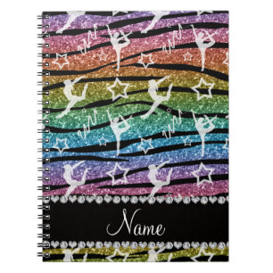 Carnet Nom arc-en-ciel gymnastique parties scintillant zè