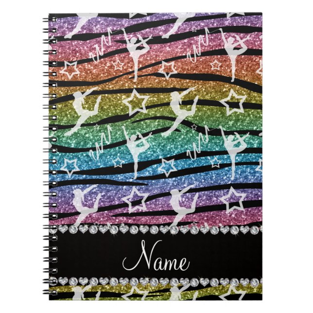 Carnet Nom arc-en-ciel gymnastique parties scintillant zè (Devant)