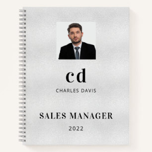 Carnet Nom argenté initiales photo entreprise