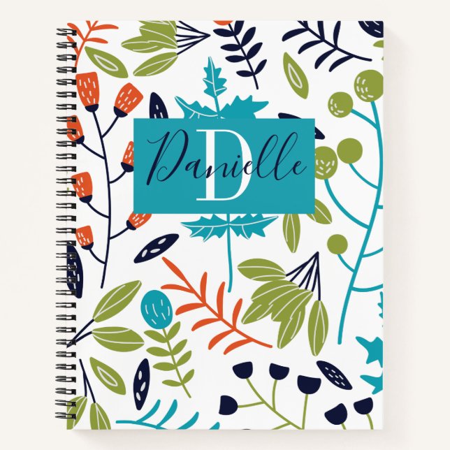 Carnet Nom botanique floral Monogramme (Devant)