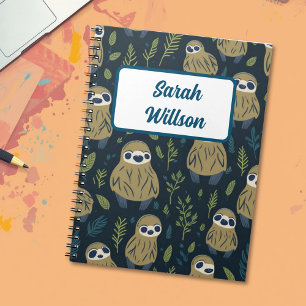 Carnet Nom d'animal de paresseux mignon personnalisé 