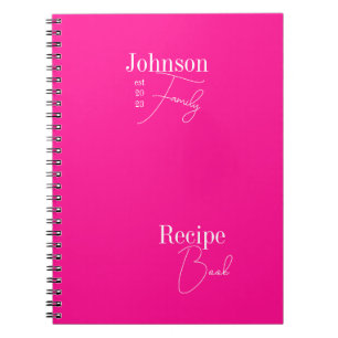 Carnet Nom de famille personnalisé moderne Hot rose Recet