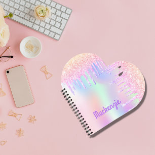 Carnet Nom de fille holographique rose violet