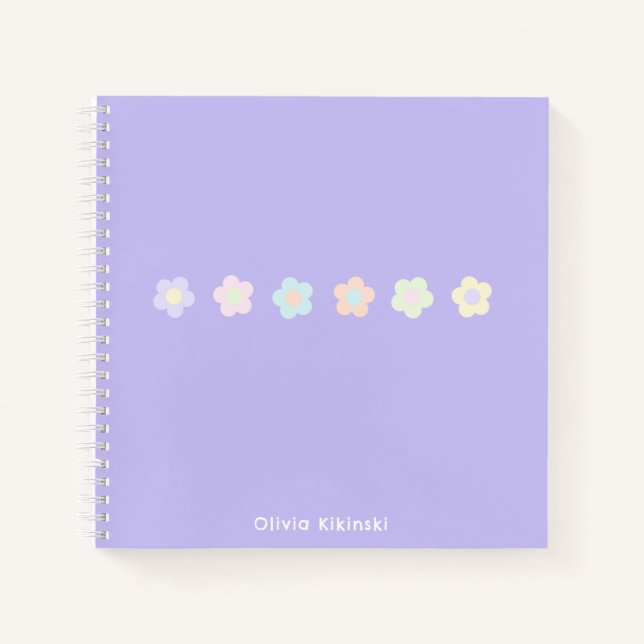 Carnet Nom de fleurs pastel violet mignon (Devant)