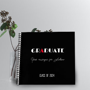 Carnet Nom de graduation de script rouge blanc noir