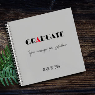 Carnet Nom de graduation de script rouge gris blanc
