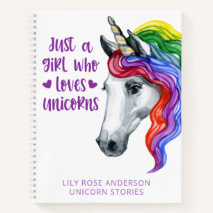 Carnet Nom de la licorne aquarelle