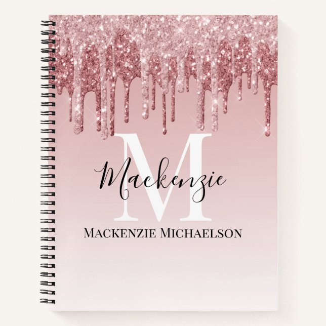 Carnet Nom de la Parties scintillant Monogram Pink Ombre (Devant)
