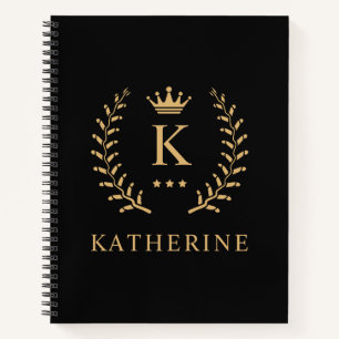 Carnet Nom de la Personnaliser et premier monogramme noir