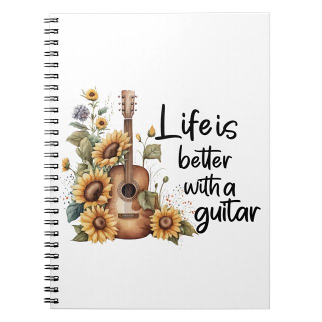 Carnet Nom de la Personnaliser Guitare avec tournesol (Devant)