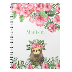Carnet Nom de l'animal migre rose Floral Hawaiian