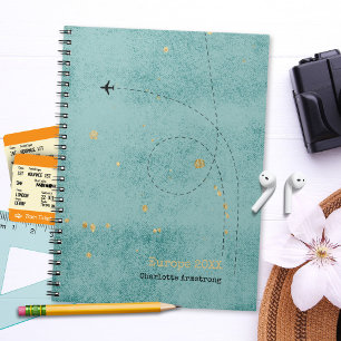 Carnet Nom de l'avion Green Blue Gold Voyage