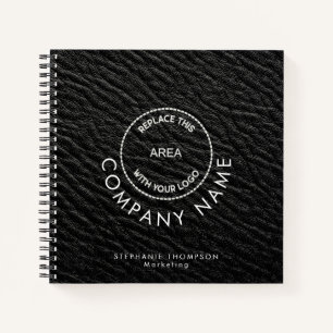 Carnet Nom de l'employé Logo QR Black Faux Leather