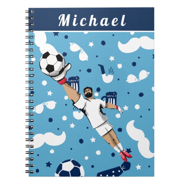 Carnet Nom de l'enfant Gardien de but Joueur de football  (Devant)