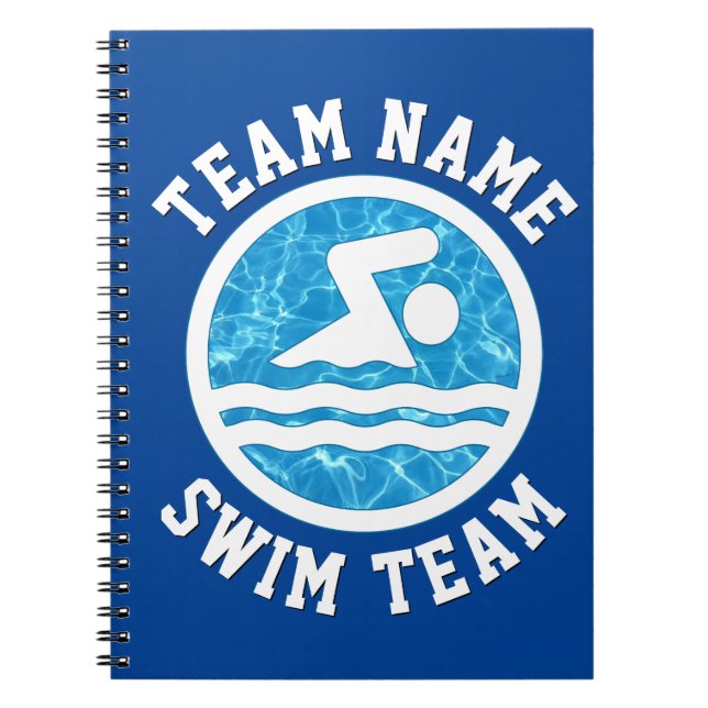 Carnet Nom de l'équipe de natation personnalisée École de (Devant)