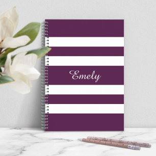Carnet Nom de motif de rayures violettes modernes