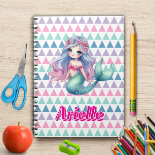 Carnet nom de motif personnalisé de sirène 