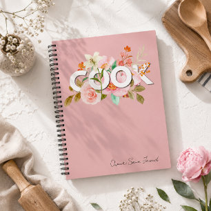 Carnet Nom de recette COOK florale aquarelle