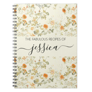 Carnet Nom de recette de fleurs sauvages orange délicat