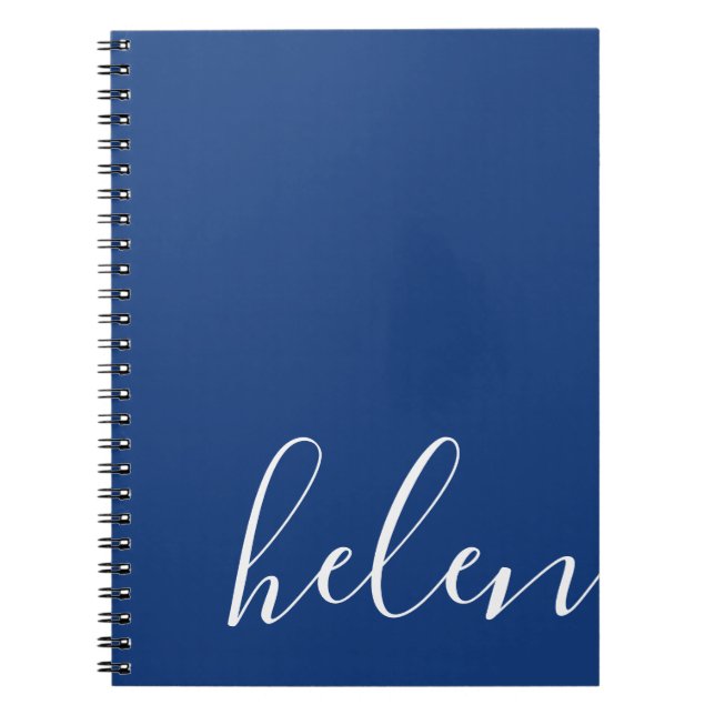 Carnet Nom de script moderne bleu personnalisé (Devant)