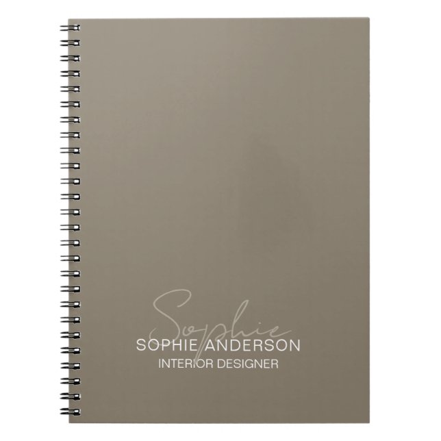 Carnet Nom de script moderne Concepteur d'intérieur Taupe (Devant)