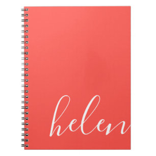 Carnet Nom de script moderne Coral personnalisé