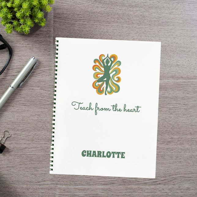 Carnet Nom de slogan rétro vert orange en spirale de pose (Créateur téléchargé)