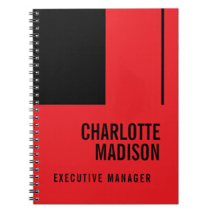 Carnet Nom de texte gras minimaliste noir rouge simple mo