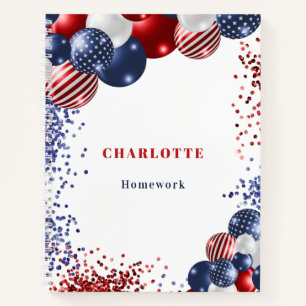 Carnet Nom des ballons noirs bleu rouge patriotique